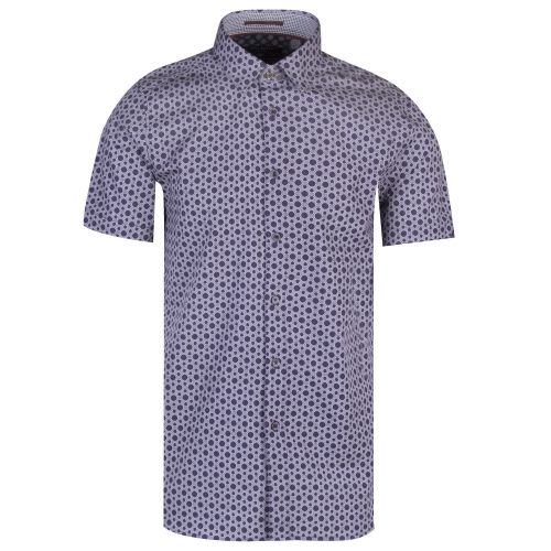 Mens Navy Enyone Hexagonal Line S/s Shirt 35973 by Ted Baker from Hurleys