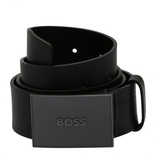 Mens Black Icon-V Leather Belt 107767 by BOSS from Hurleys