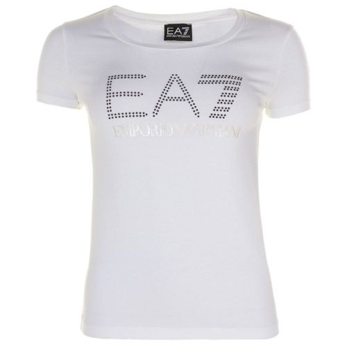 Womens White Training Logo Series Diamante S/s Tee Shirt 64434 by EA7 from Hurleys