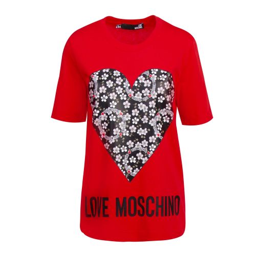 Womens Red Ditsy Heart S/s T Shirt 74547 by Love Moschino from Hurleys