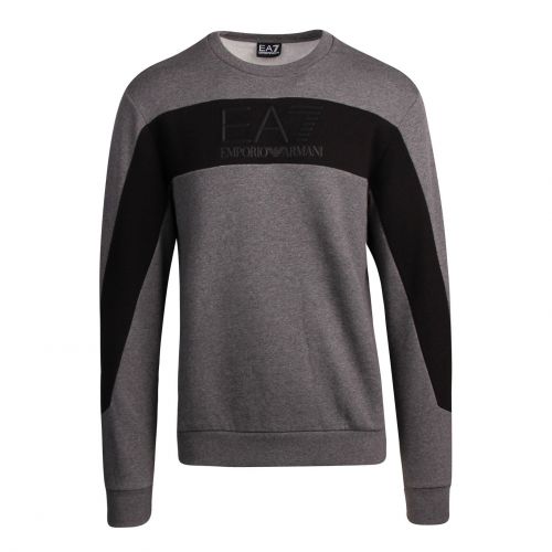 Mens Grey/Black Colour Block Crew Sweat Top 78187 by EA7 from Hurleys