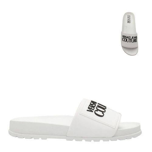 Womens White Branded Logo Slides 85934 by Versace Jeans Couture from Hurleys