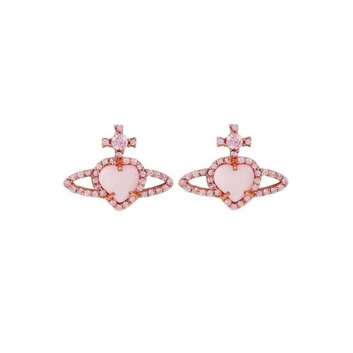Womens Pink, Mother Of Pearl & Rose Gold Leontyne Earrings 16292 by Vivienne Westwood from Hurleys