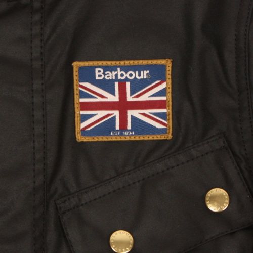 Boys Black Union Jack International Waxed Jacket 6024 by Barbour from Hurleys