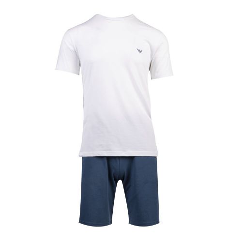 Mens White/Blue Endurance Top & Shorts Set 97732 by Emporio Armani Bodywear from Hurleys