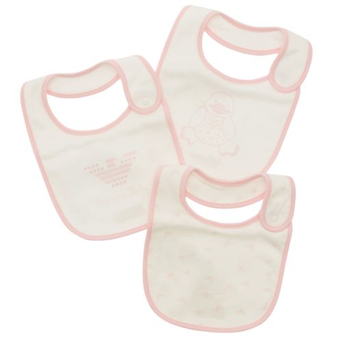 Baby Pink & White 3 Pack Bibs 11651 by Armani Junior from Hurleys