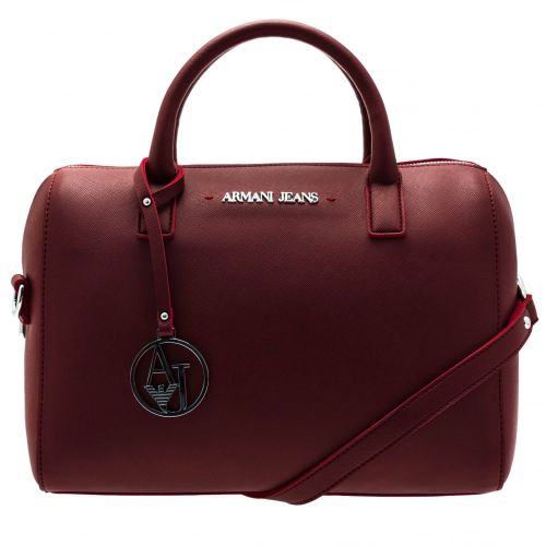 Womens Bordeaux Faux Saffiano Bowler Bag 59080 by Armani Jeans from Hurleys