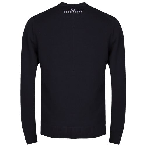 Mens Navy Crew Neck Knitted Jumper 35036 by Fred Perry from Hurleys