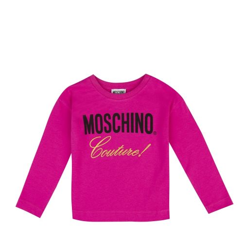 Girls Fuchsia Couture Logo L/s T Shirt 47319 by Moschino from Hurleys