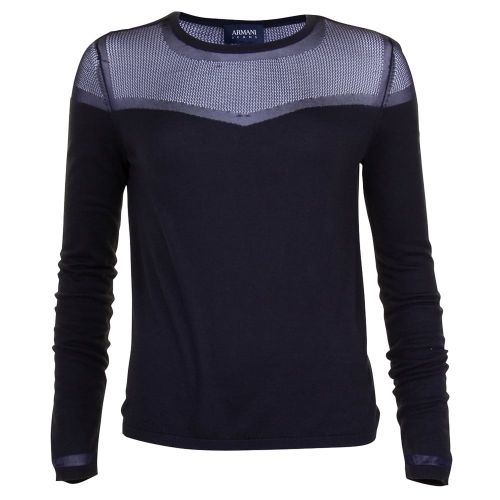 Womens Navy Mesh Detail Knitted Jumper 69780 by Armani Jeans from Hurleys