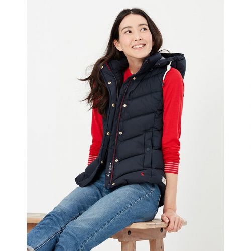 Womens Marine Navy Corsham Chevron Hooded Gilet 98996 by Joules from Hurleys