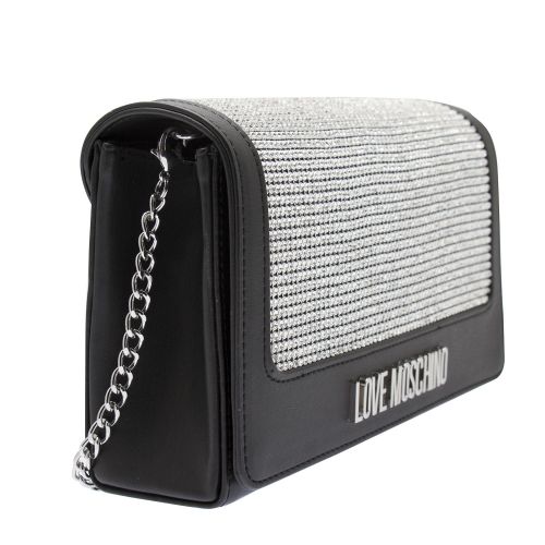 Womens Black/Silver Sparkle Mesh Crossbody Bag 53205 by Love Moschino from Hurleys