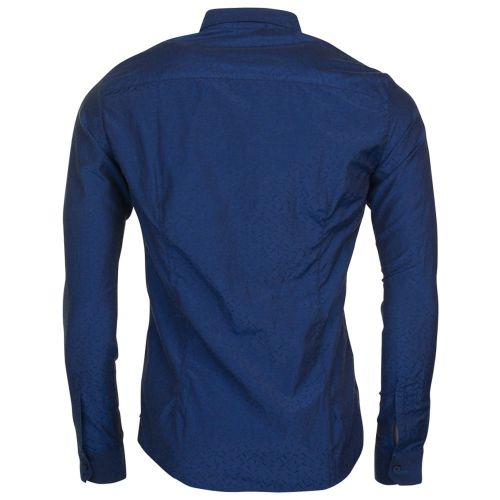Mens Blue Jacquard Regular Fit L/s Shirt 69667 by Armani Jeans from Hurleys