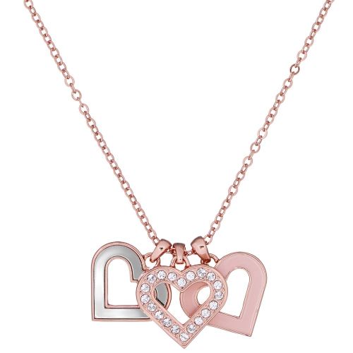 Womens Rose Gold, Crystal & Pink Ezzrela Enchanted 3 Heart Pendant Necklace 24528 by Ted Baker from Hurleys