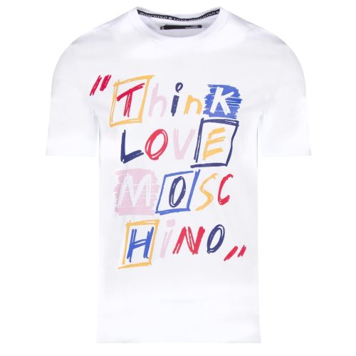 Mens Optical White Think Love Slim Fit S/s T Shirt 35205 by Love Moschino from Hurleys