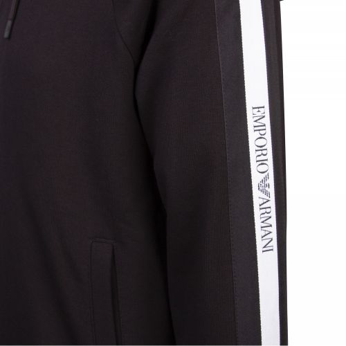 Mens Black Branded Trim Hooded Zip Through Sweat Top 55536 by Emporio Armani from Hurleys
