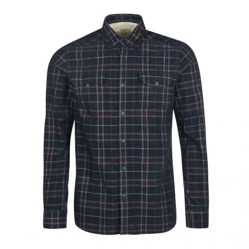 Mens Navy 1857 Check L/s Shirt 93933 by Barbour Steve McQueen Collection from Hurleys