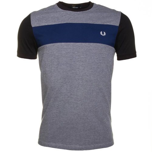 Mens French Navy Twill Jersey Panel S/s Tee Shirt 60722 by Fred Perry from Hurleys