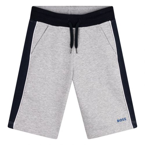 Boys Grey Marl Logo Trim Sweat Shorts 106306 by BOSS from Hurleys