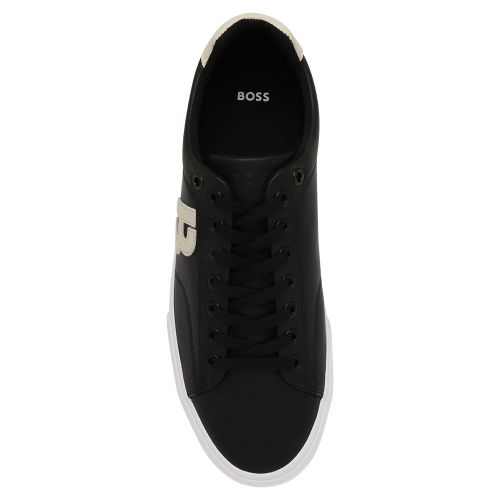 Mens Black Aiden-Tenn Leather Trainers 107771 by BOSS from Hurleys