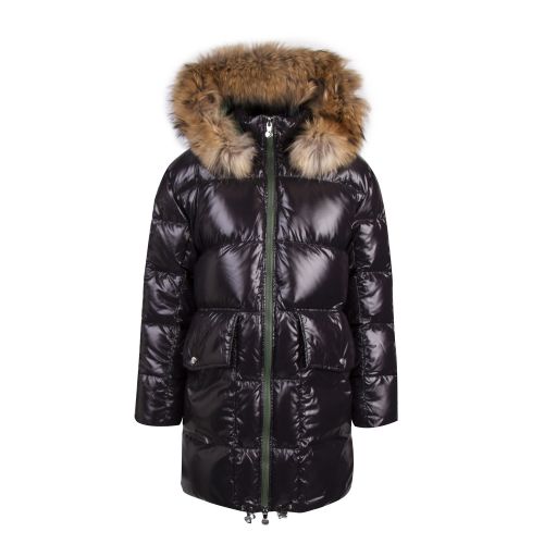 Womens Black Asta Fur Hooded Padded Coat 48991 by Pyrenex from Hurleys