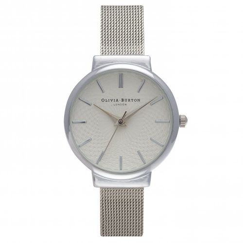 Womens Silver The Hackney Mesh Strap Watch 16632 by Olivia Burton from Hurleys