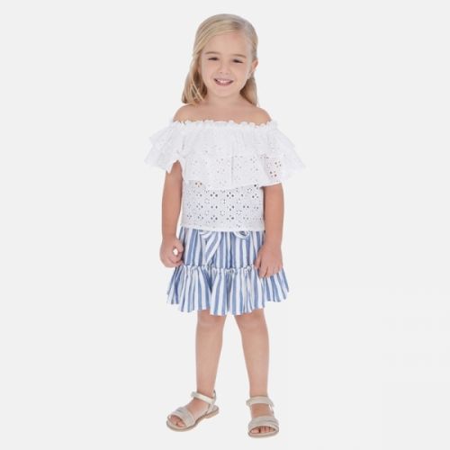 Girls Blue Soft Stripe Skirt 58290 by Mayoral from Hurleys