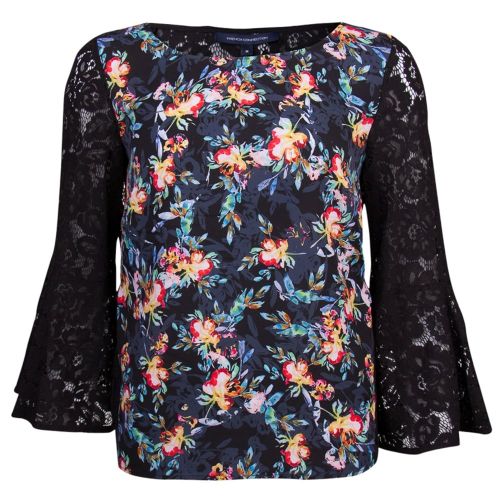 Womens Black Multi Delphine Crepe Light L/s Top 15270 by French Connection from Hurleys