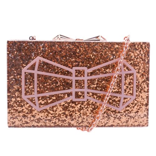 Womens Rose Gold Bowwe Bow Glitter Resin Clutch Bag 68564 by Ted Baker from Hurleys