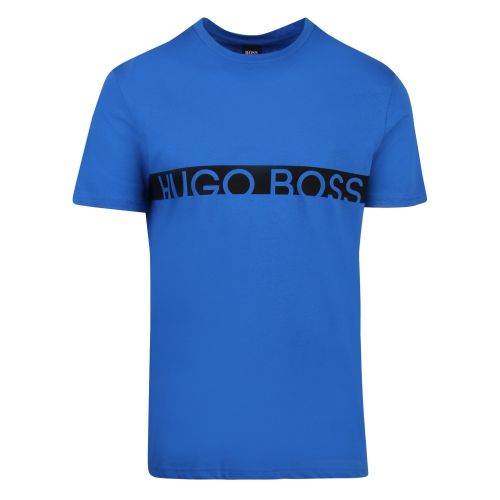 Mens Medium Blue Logo Stripe Slim Fit Beach S/s T Shirt 57129 by BOSS from Hurleys