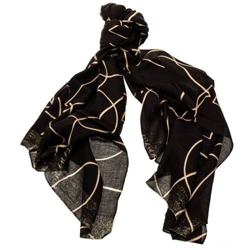 Womens Black Outline Heart Pattern Scarf 59163 by Armani Jeans from Hurleys