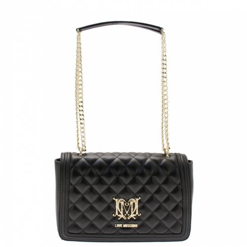 Womens Black Quilted Logo Shoulder Bag 35165 by Love Moschino from Hurleys
