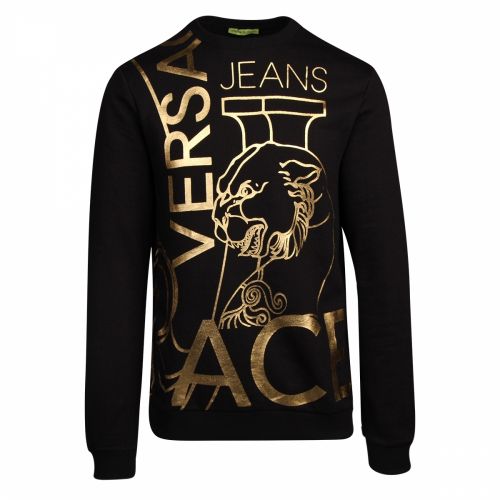 Mens Black Large Foil Print Sweat Top 41789 by Versace Jeans from Hurleys