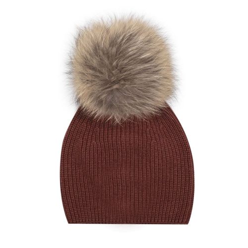 Womens Squirrel Eze Fur Pom Beanie Hat 98631 by Pyrenex from Hurleys