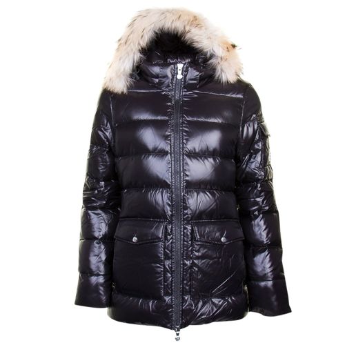 Womens Black Authentic Fur Shiny Jacket 13961 by Pyrenex from Hurleys