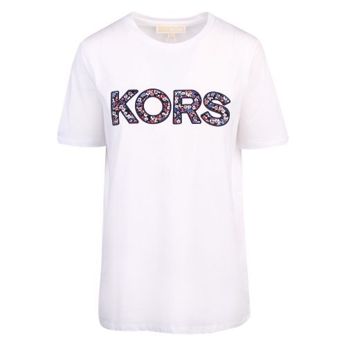 Womens White Kors Floral Logo S/s T Shirt 58664 by Michael Kors from Hurleys