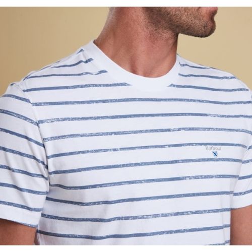 Lifestyle Mens White Dalewood Stripe S/s Tee Shirt 10338 by Barbour from Hurleys