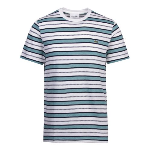 Mens White/Blue Multi Stripe S/s T Shirt 59337 by Lacoste from Hurleys