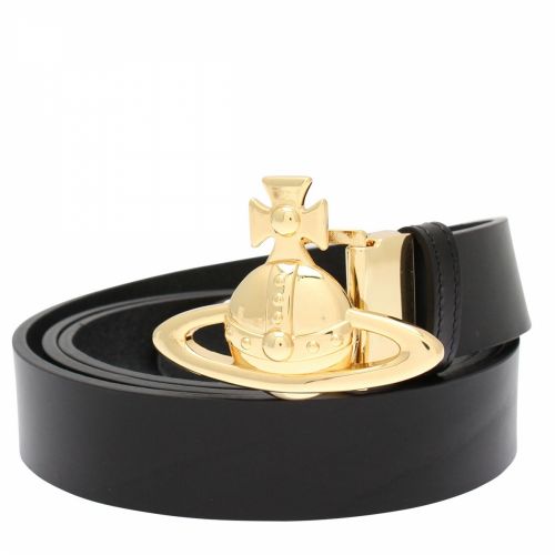 Womens Black/Gold Orb Buckle Gold Belt 36322 by Vivienne Westwood from Hurleys