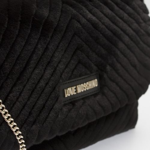 Womens Black Velvet Quilted Clutch Bag 47958 by Love Moschino from Hurleys