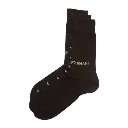 Mens Black 3 Pack Socks 7068 by Emporio Armani from Hurleys