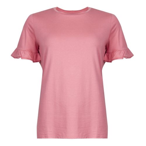 Casual Womens Medium Pink Takatja Frill S/s T Shirt 28578 by BOSS from Hurleys