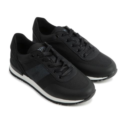 Boys Black Logo Mesh Trainers (27-35) 75505 by BOSS from Hurleys