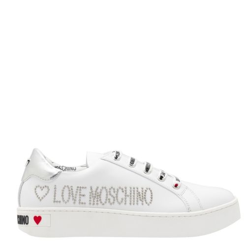 Womens White Jewel Logo Trainers 35145 by Love Moschino from Hurleys