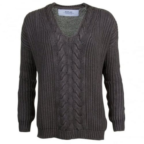 Womens Dark Olive Cable Knit Jumper 15425 by Replay from Hurleys