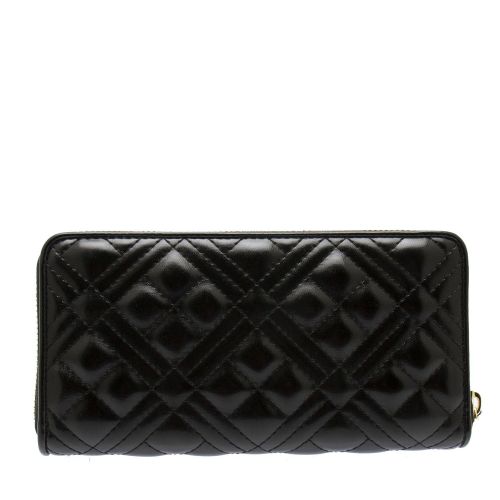 Womens Black Diamond Quilted Zip Around Purse 79549 by Love Moschino from Hurleys