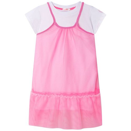 Girls White/Pink Net Overlay Dress 105234 by Billieblush from Hurleys