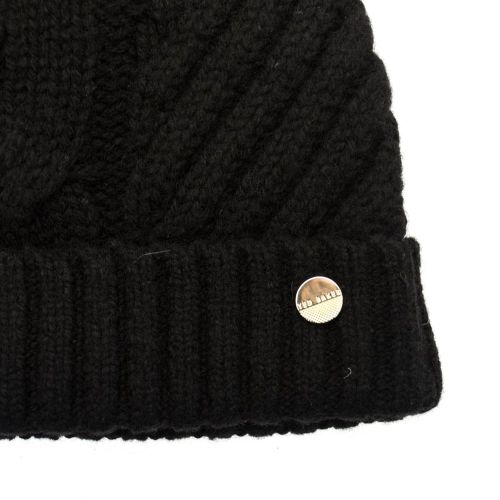 Womens Black Lisabet Cable Knitted Pom Pom Hat 68596 by Ted Baker from Hurleys