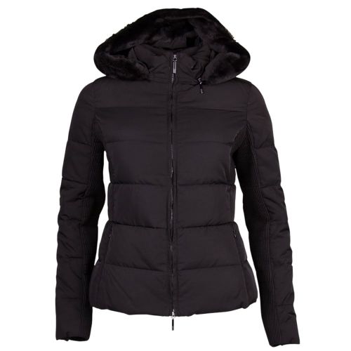 Womens Black Fur Hooded Down Jacket 70244 by Armani Jeans from Hurleys