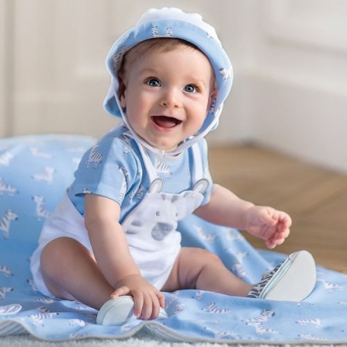Baby Blue Bay Animal Dungaree & Hat Set 58191 by Mayoral from Hurleys
